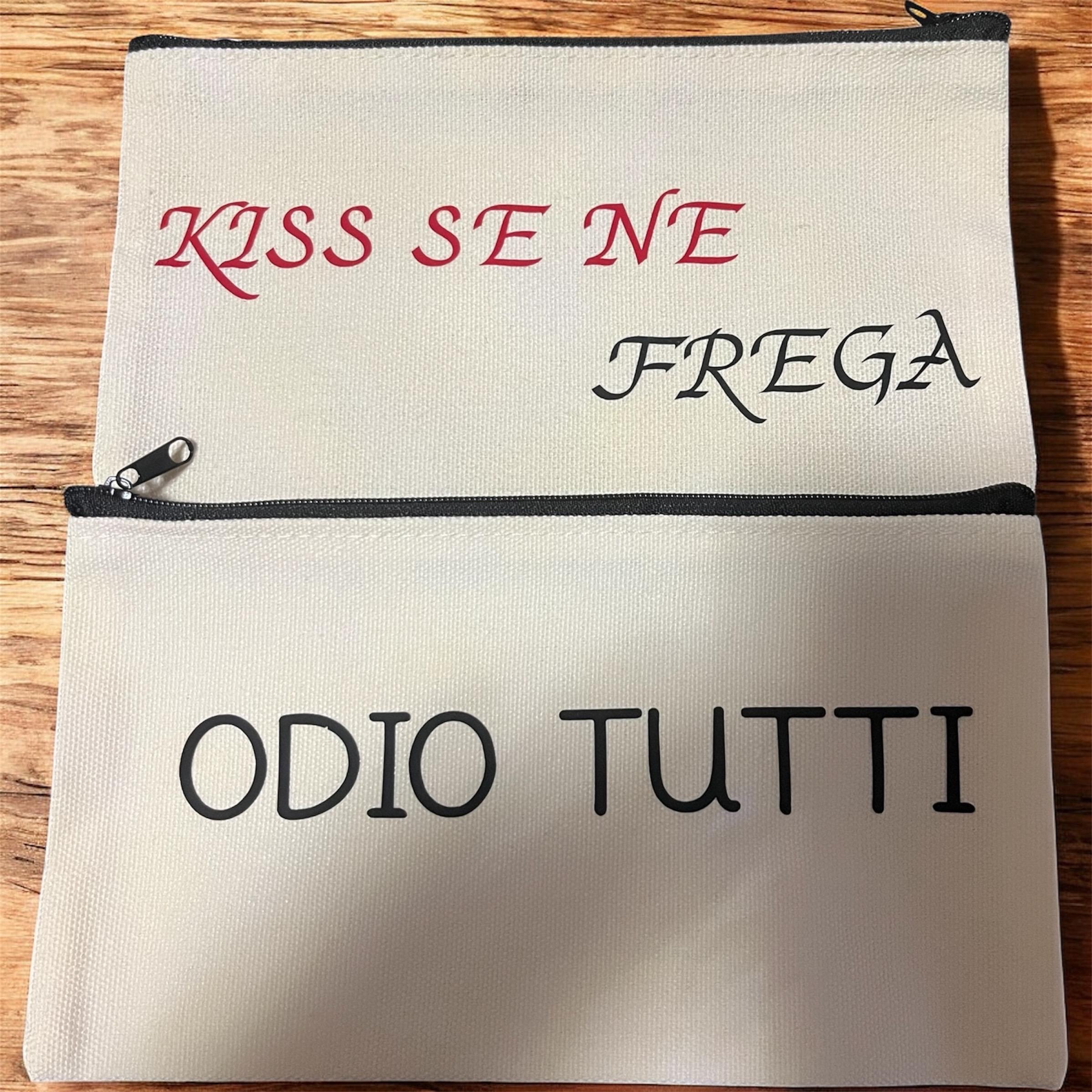 Pochette ironica beige con frase – Beauty case divertente regalo amica