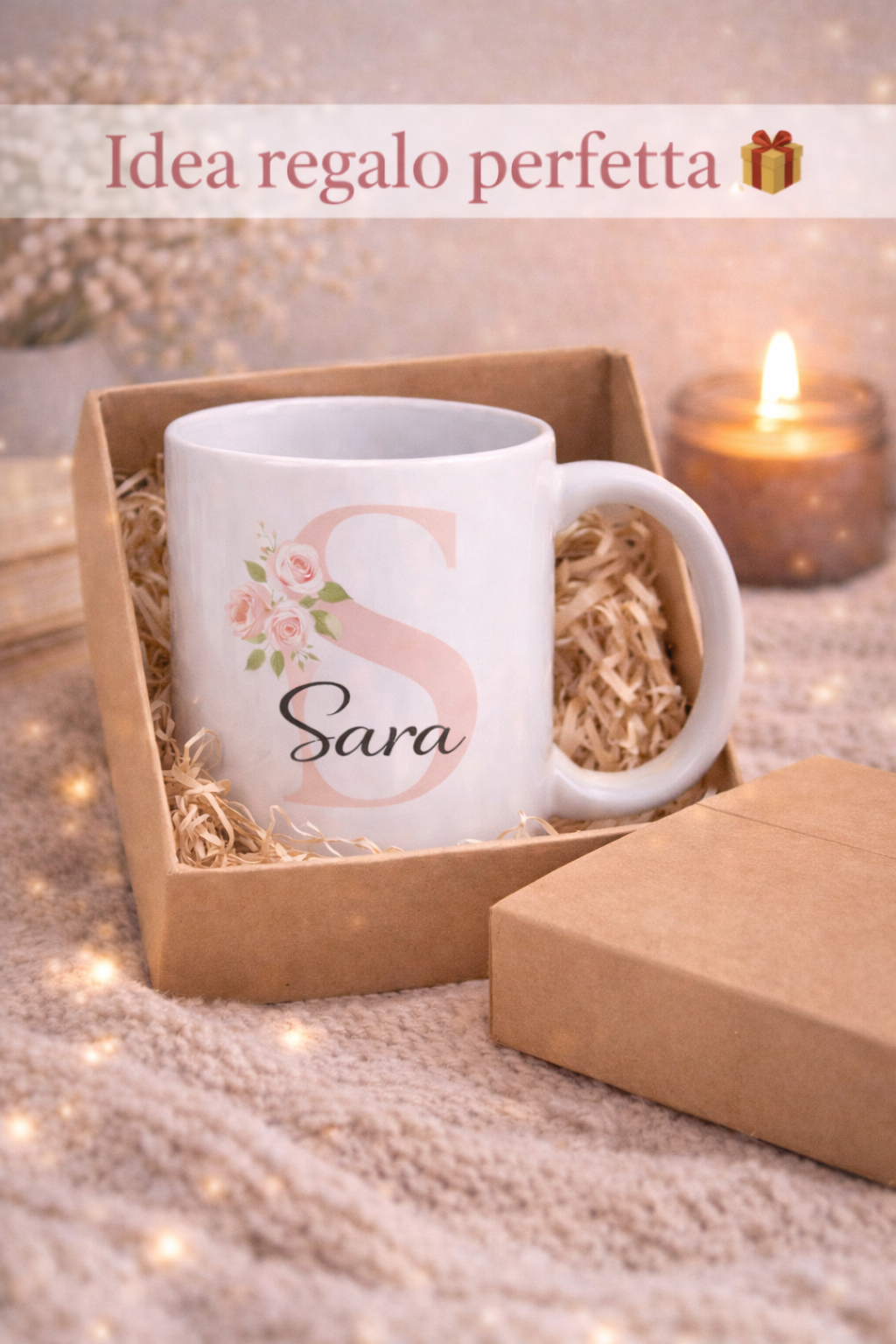 Tazza personalizzata con iniziale e nome – Tazza floreale elegante – Idea regalo donna