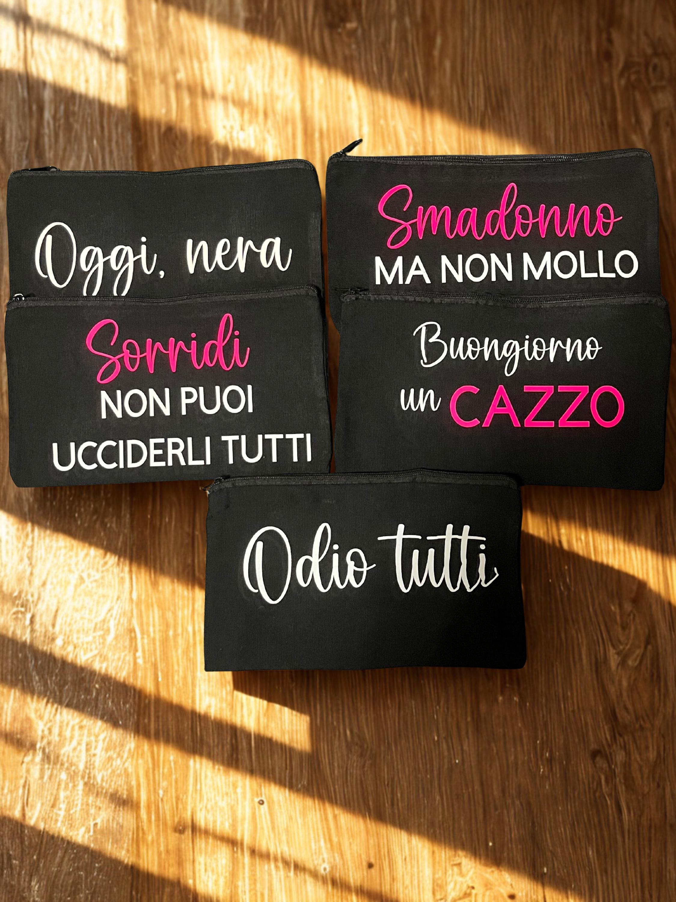 Pochette ironica con frase – Beauty case sarcastico personalizzato