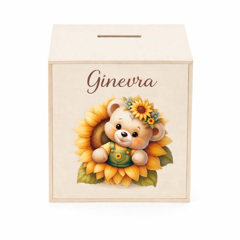 Salvadanaio Personalizzato in Legno con Nome – Idea Regalo Nascita e Battesimo per Bimbo e Bimba