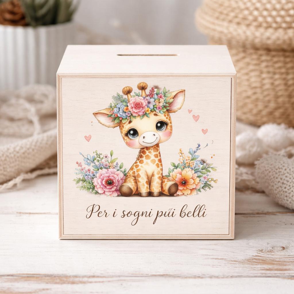 Salvadanaio Personalizzato in Legno con Nome – Idea Regalo Nascita e Battesimo per Bimbo e Bimba