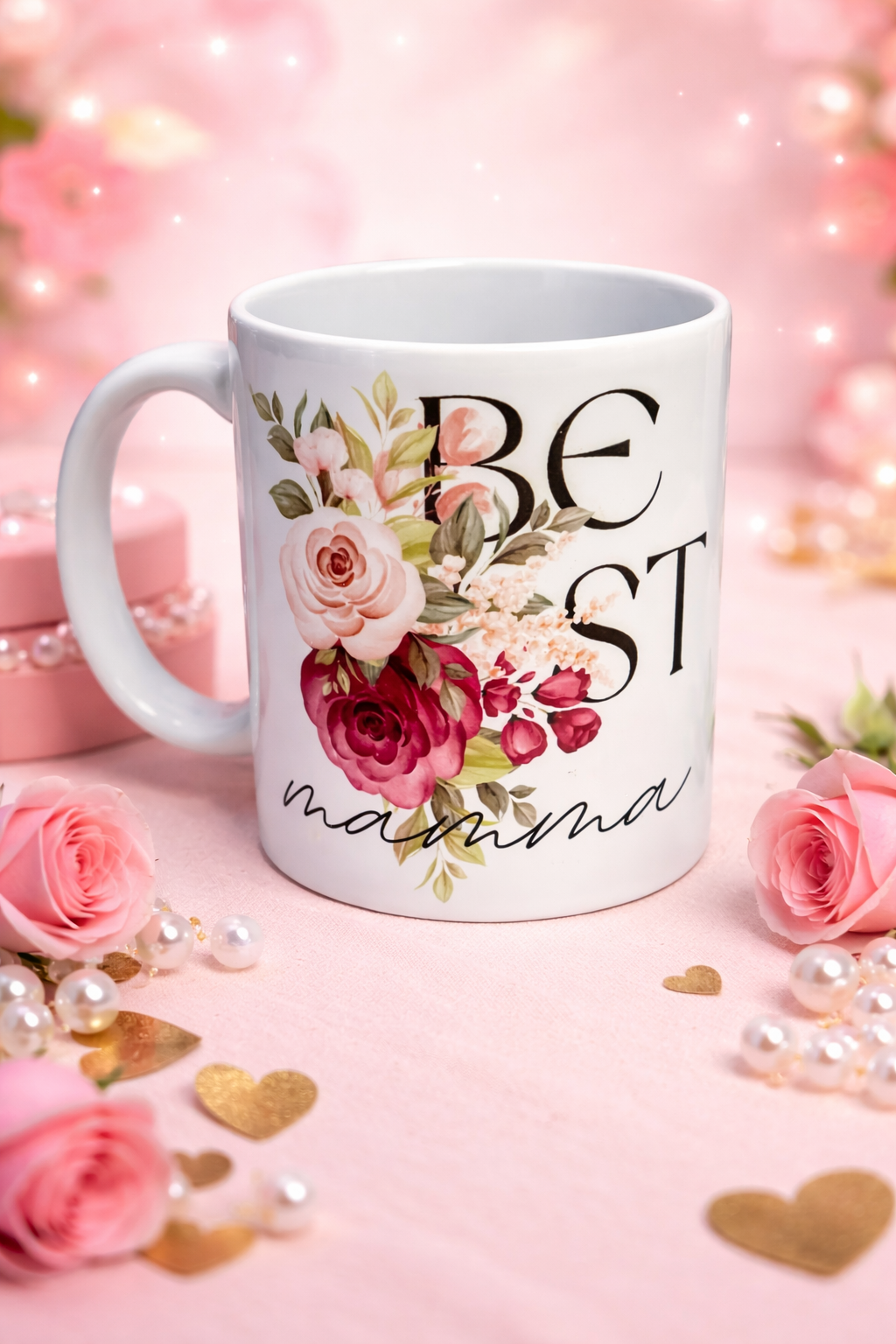 Tazza “Best Mamma” personalizzata – Idea regalo mamma – Tazza floreale elegante