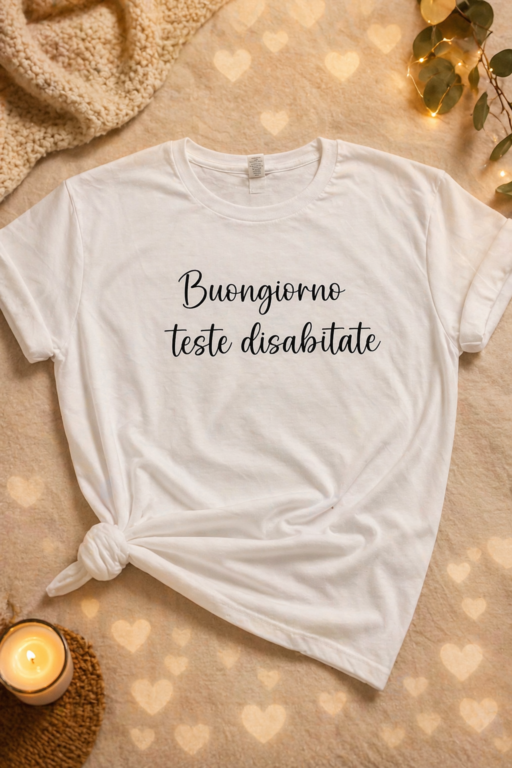 T-Shirt “Buongiorno Teste Disabitate” Ironica Donna