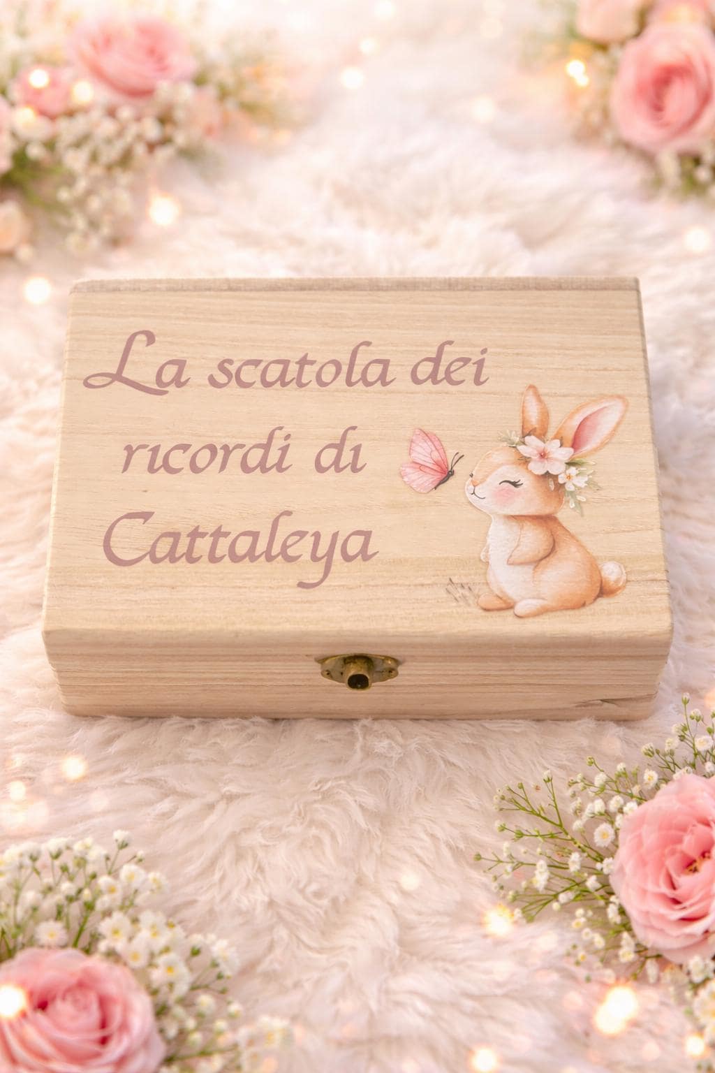 Scatola dei Ricordi Neonato Personalizzata in Legno con Nome – Regalo Nascita