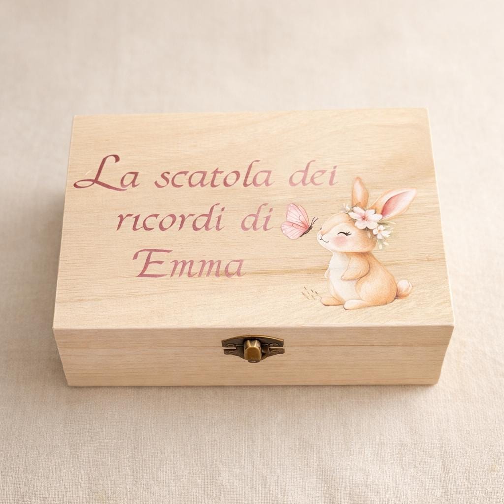 Scatola dei Ricordi Neonato Personalizzata in Legno con Nome – Regalo Nascita