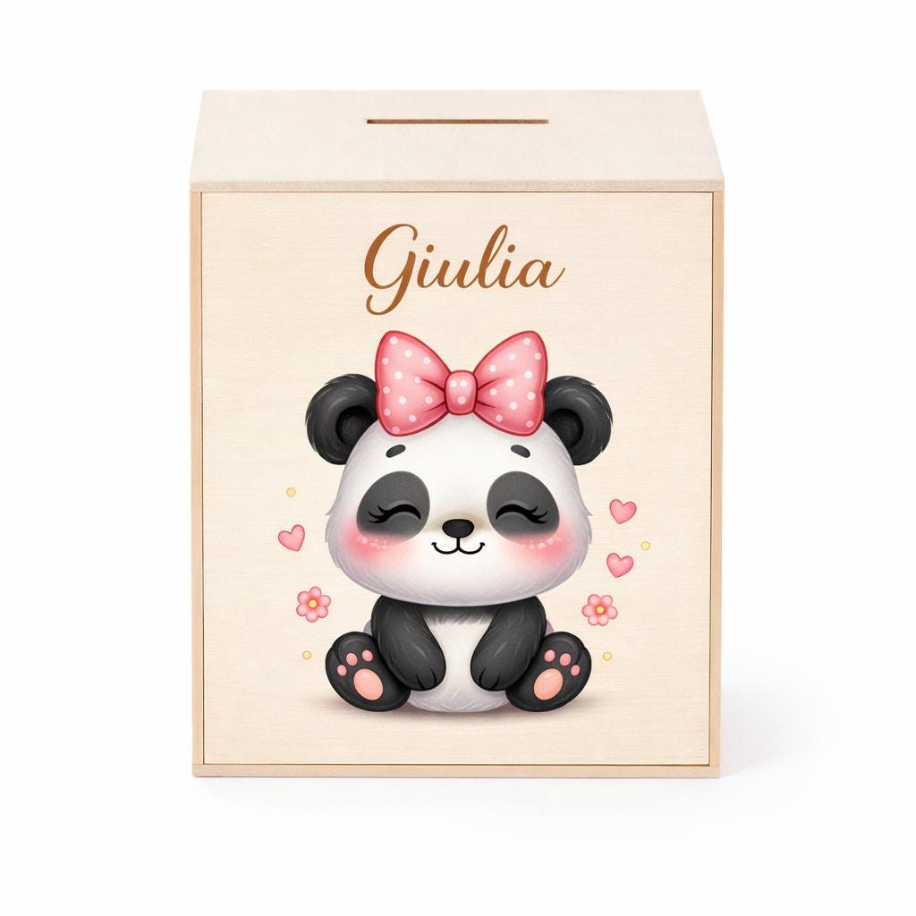 Salvadanaio Personalizzato in Legno con Nome – Idea Regalo Nascita e Battesimo per Bimbo e Bimba