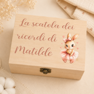 Scatola dei Ricordi Neonato Personalizzata in Legno con Nome – Regalo Nascita