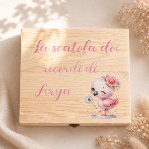 Scatola dei Ricordi Personalizzata con Nome in Legno 23x23x10 cm | Idea Regalo Nascita e Battesimo