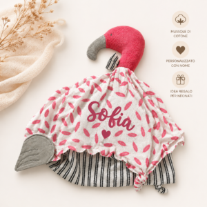 Doudou Personalizzato con Nome | Copertina Neonato in Mussola di Cotone | Idea Regalo Nascita Bimbo e Bimba