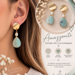 Orecchini con Amazzonite e Perle