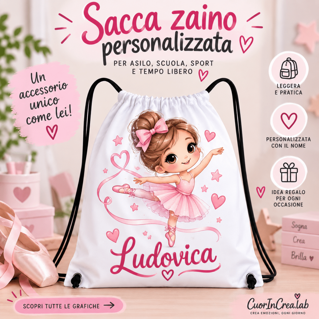 Sacca Zaino Personalizzata – Nome, Personaggio e Grafica