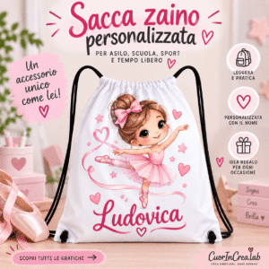 Sacca Zaino Personalizzata – Nome, Personaggio e Grafica