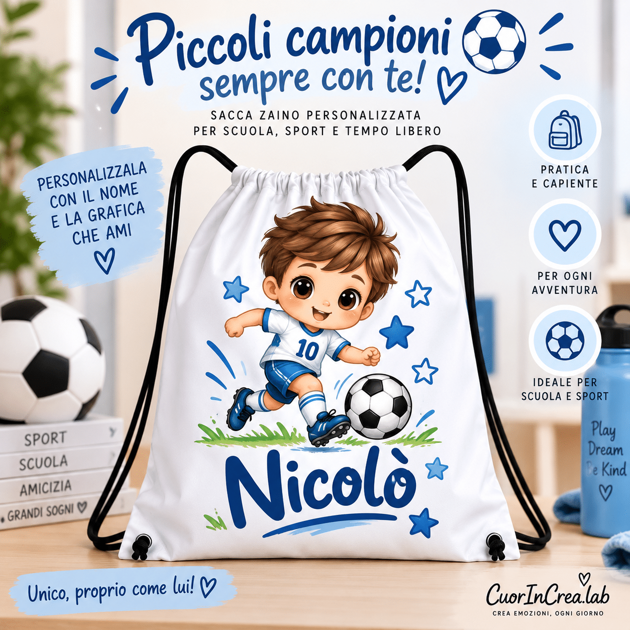 Sacca Zaino Personalizzata – Nome, Personaggio e Grafica - immagine 4