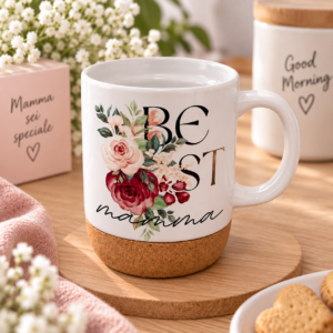 Tazza Best Mamma con Base in Sughero β Idea Regalo Festa della Mamma