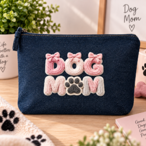Pochette in Jeans “DOG MOM” con Zampetta