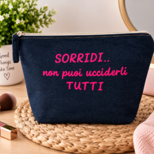Pochette in Jeans “SORRIDI… non puoi ucciderli TUTTI”